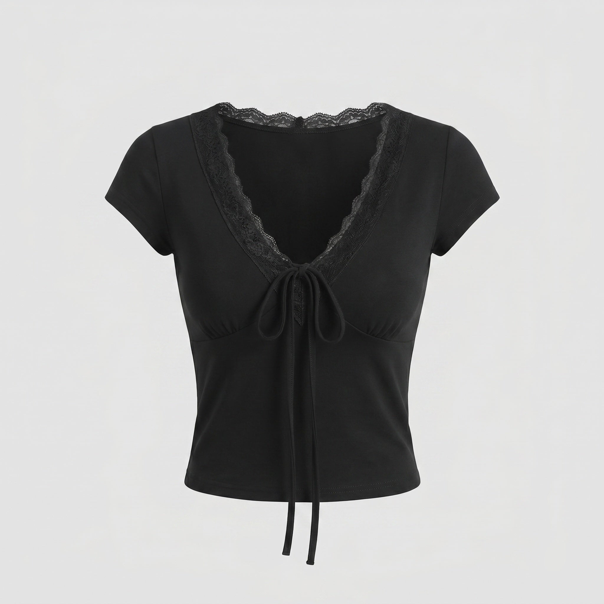 Women's Crop Top with Feminine Lace Embellishment
