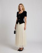 Women's Elegant Evening Set with Tulle Skirt - Front View