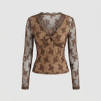 Women's Top with Elegant Lace Detailing and Figure-Hugging Cut