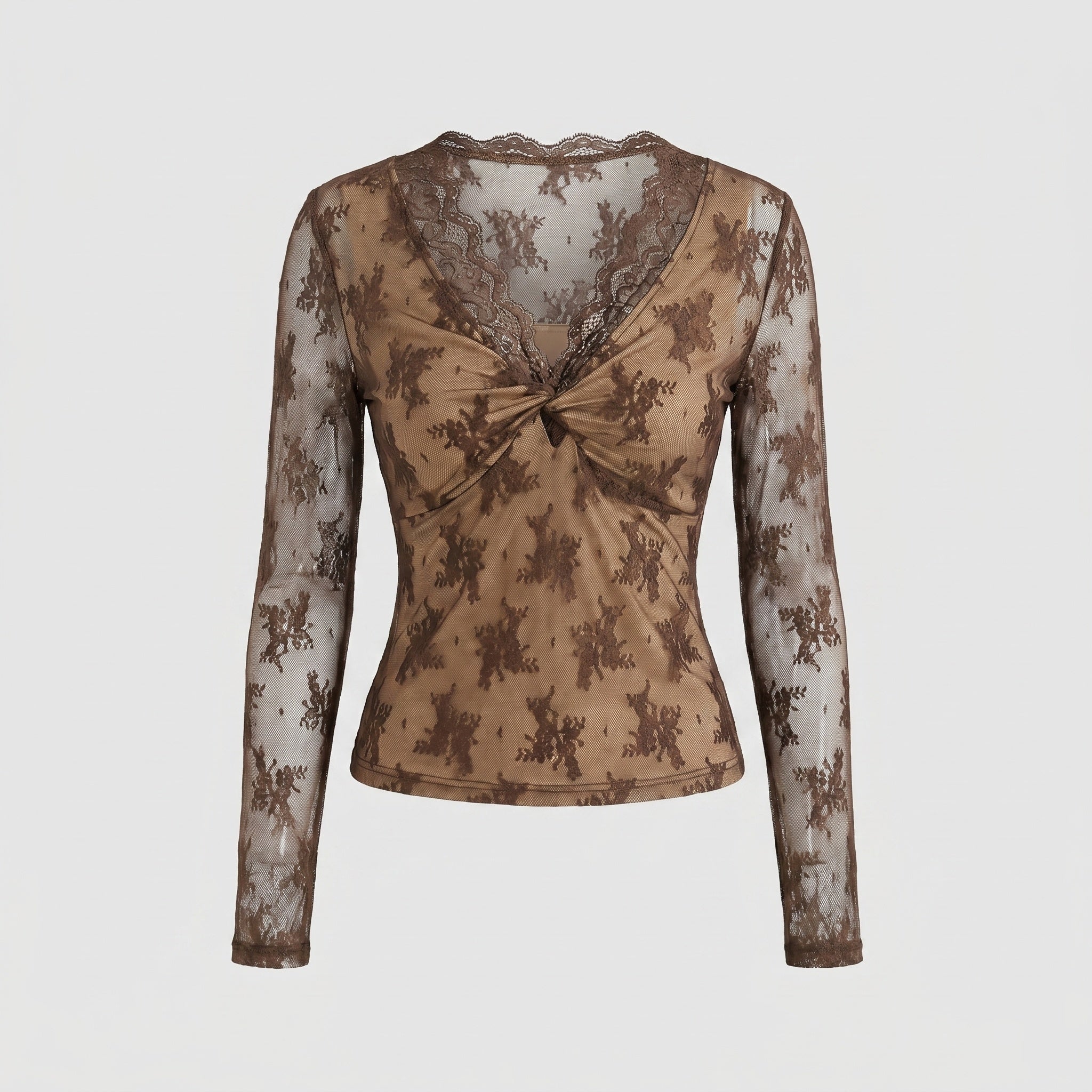 Women's Top with Elegant Lace Detailing and Figure-Hugging Cut