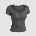 Women's Shirt with Lace Trim and Button Placket