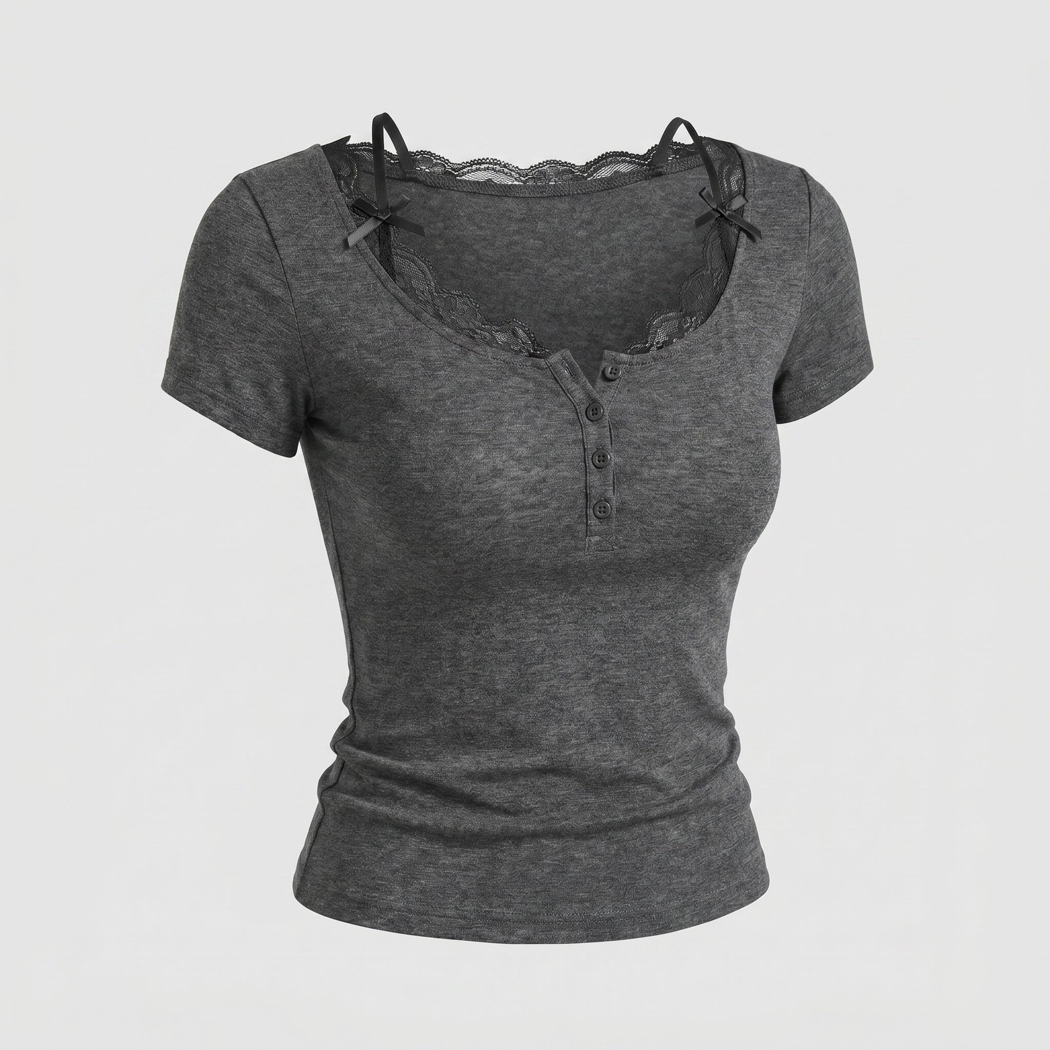 Women's Shirt with Lace Trim and Button Placket