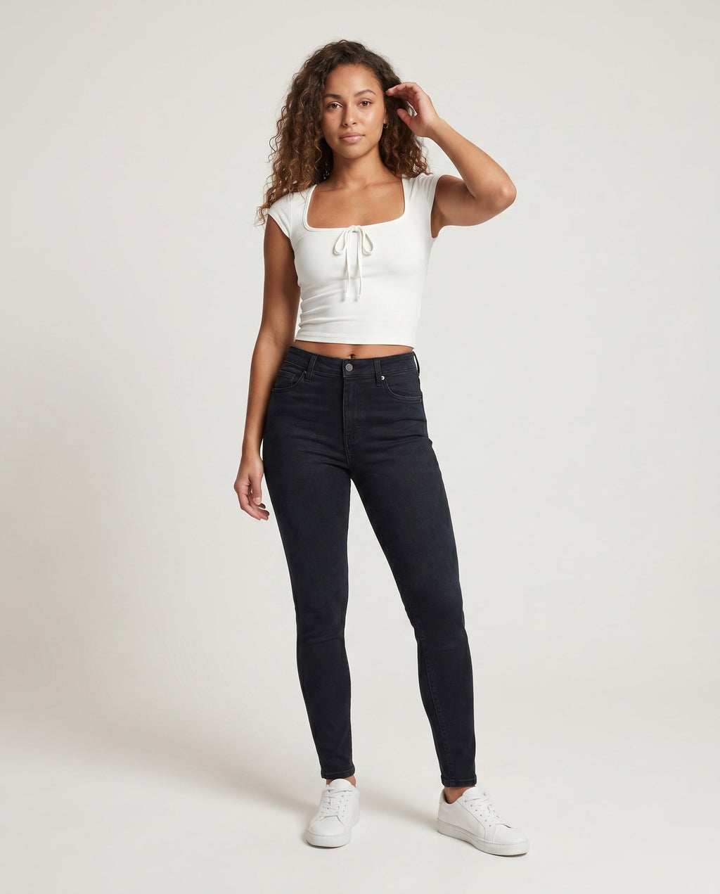Women's Lace Top with Transparent Back Details - Front View