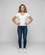 Women's T-Shirt with Lace Collar and Charming Heart Pendant - Front View