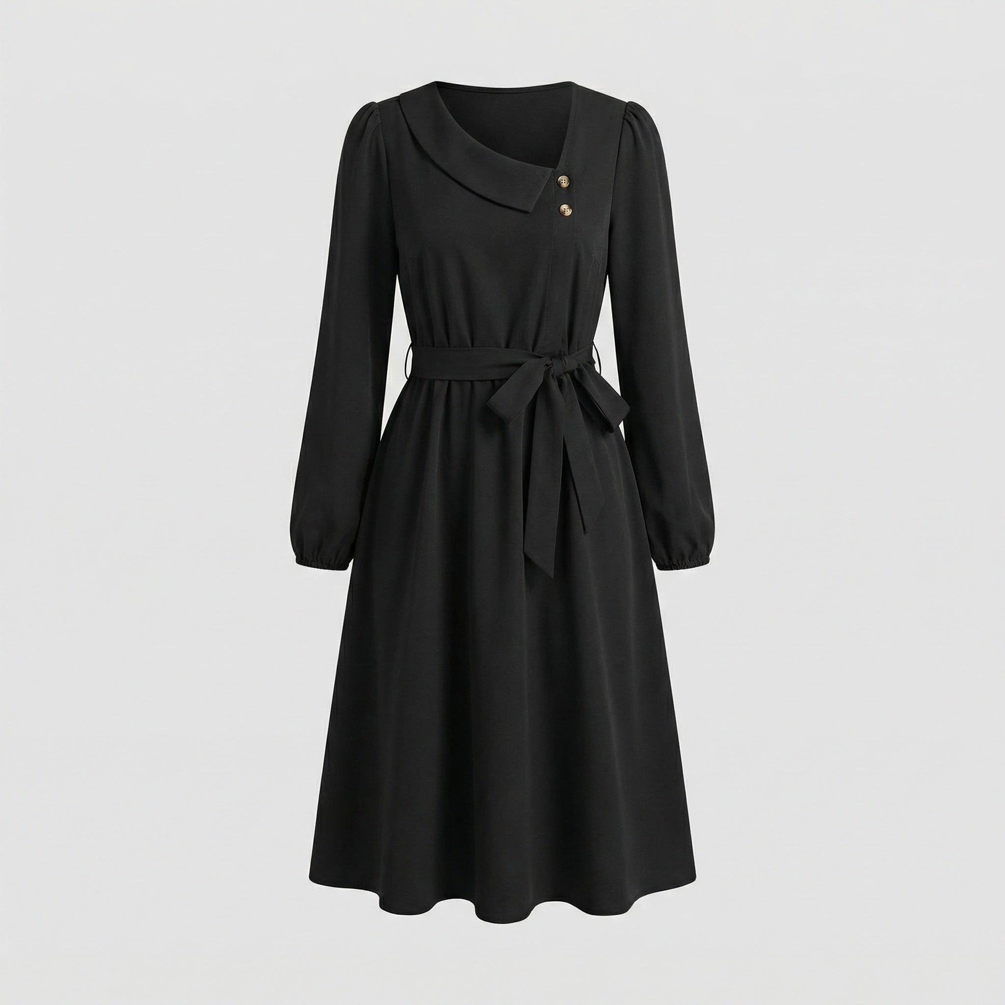 Women's Midi Dress with Tailored Cut and Button Details