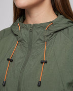 Women's Lightweight Outdoor Jacket with Adjustable Hood - Close-Up Detail