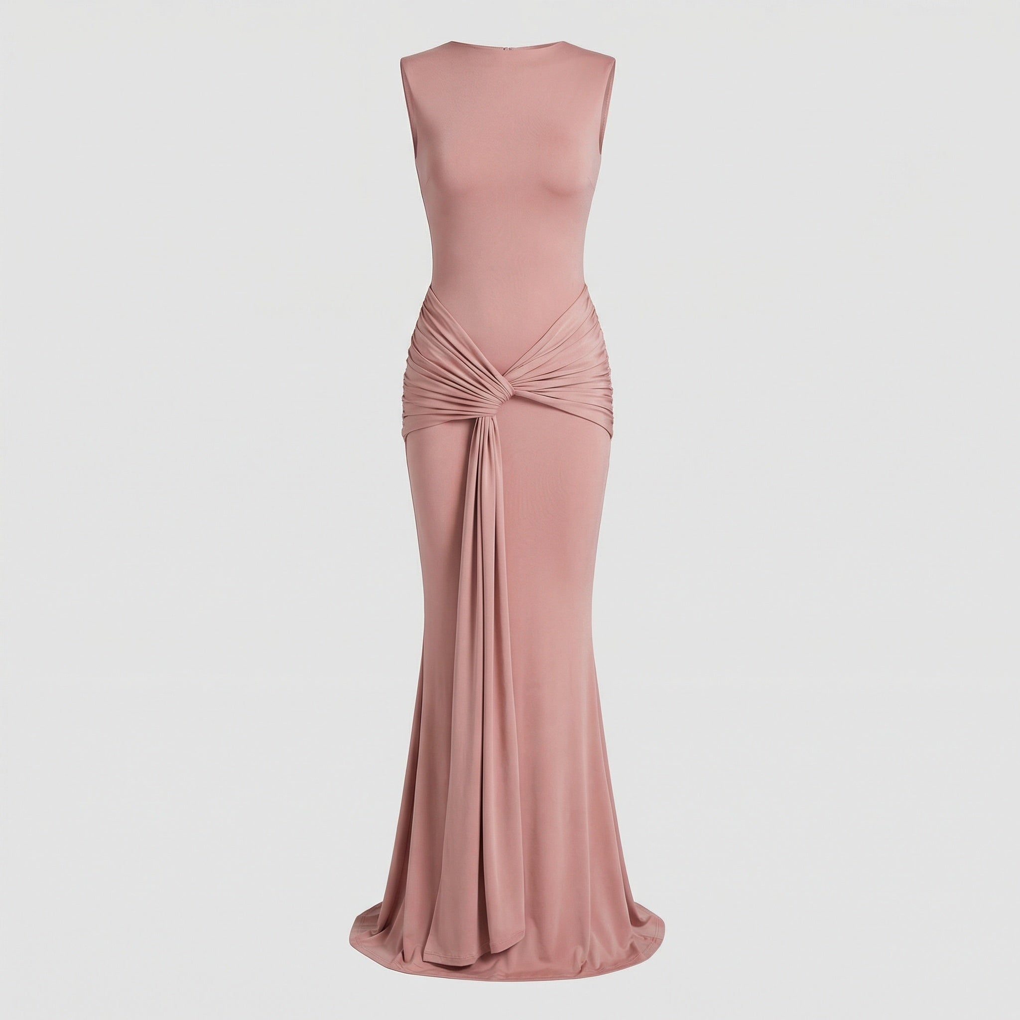 Women's Elegant Wrap Maxi Dress with High Slit, Sophisticated Draping