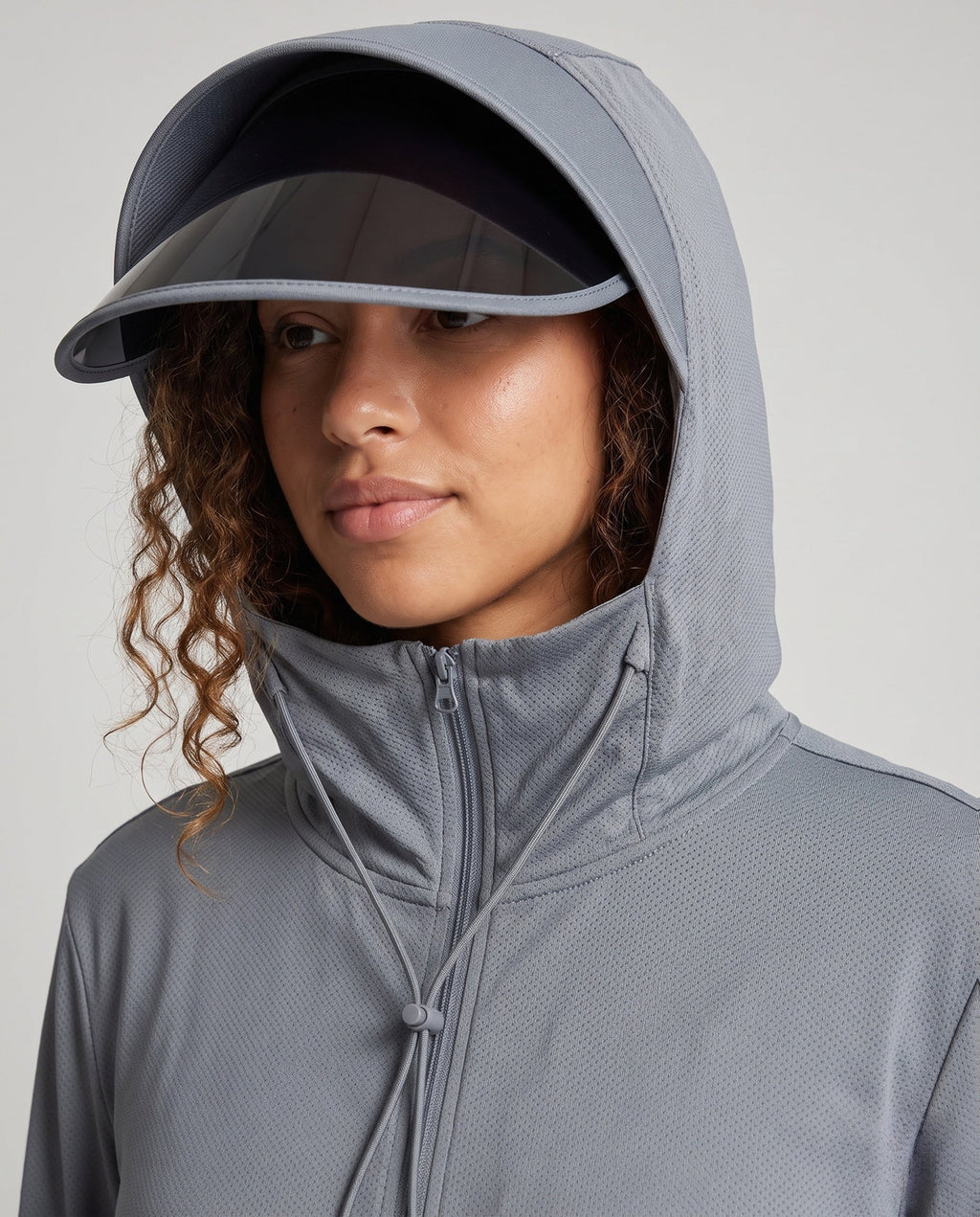 Women's Breathable and Water-Repellent Hooded Jacket - Close-Up Detail