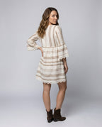 Women's Summer Tunic Dress with V-Neck and Lace Trim - Back View
