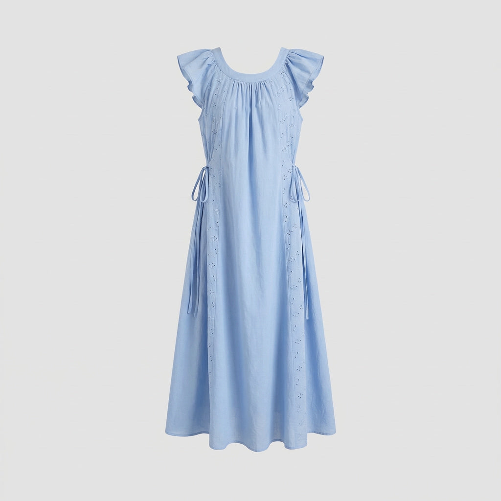 Women's Cotton Maxi Dress with Embroidery Inserts