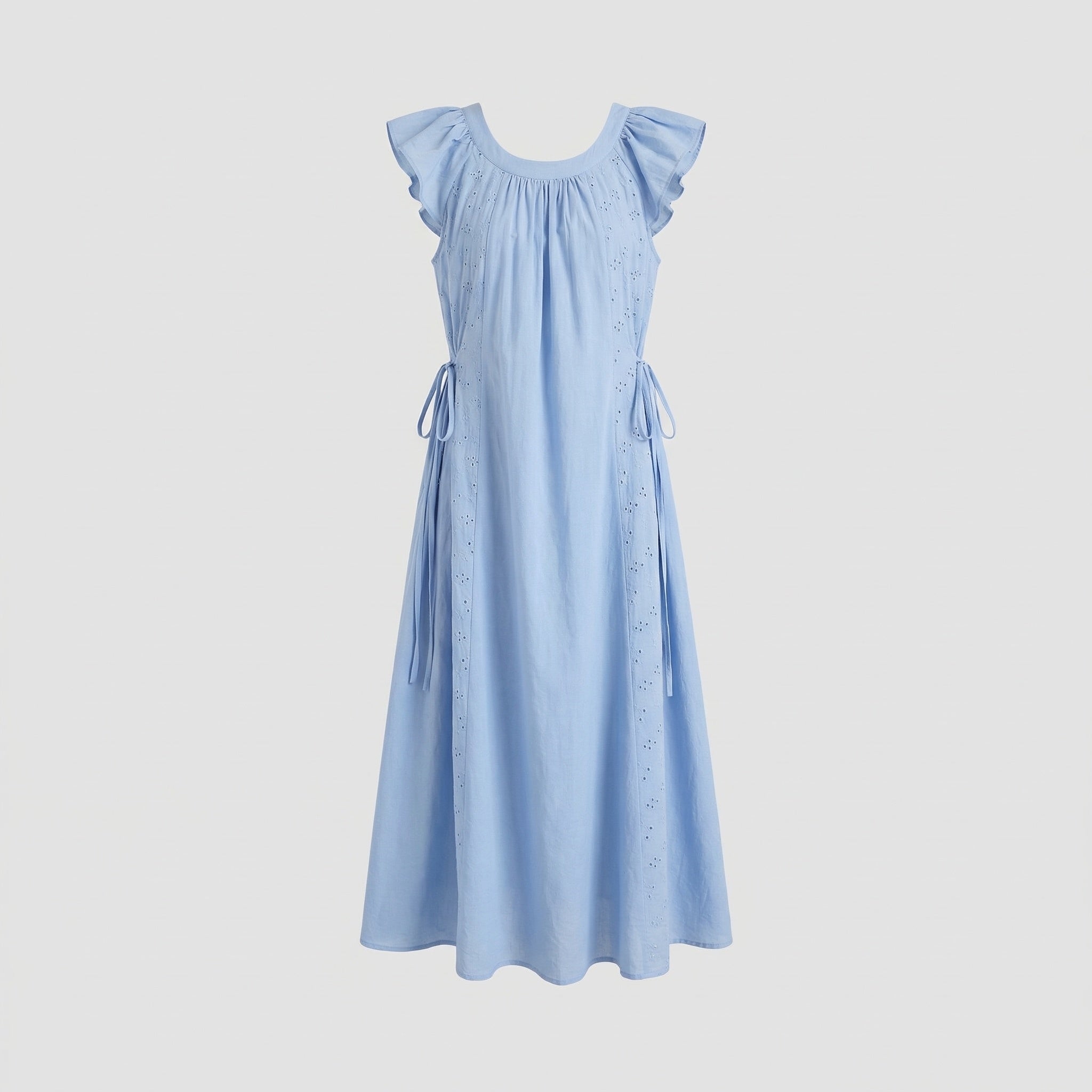 Women's Cotton Maxi Dress with Embroidery Inserts