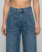 Women's Extra Wide Denim Pants Center Seam - Close-Up Detail
