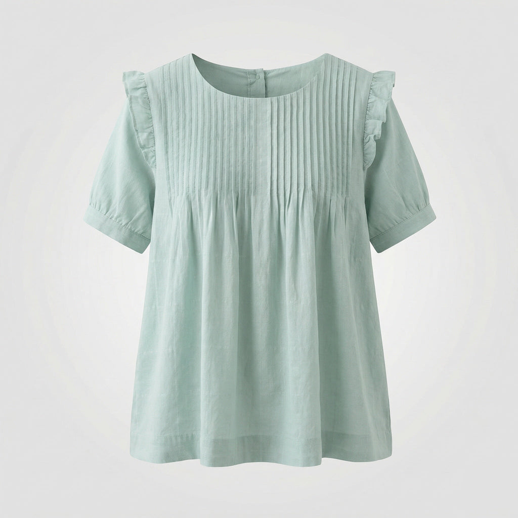 Women's Piped Ruffle Blouse Tunic