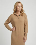 Women's Hoodie Dress made of Soft Knit Material with Button Placket