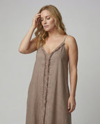 Women's Maxi Dress with Casual V-Neck and Side Pockets