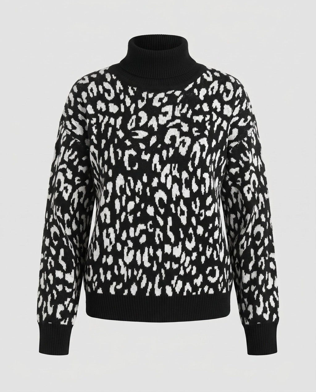 Women trendy knitted sweater with animal print - Chichicherry