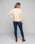 Women's casual cardigan with hearts and tie straps - Chichicherry