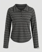 Women's Casual Long Sleeve Shirt with Fashionable Button Placket Design - Chichicherry