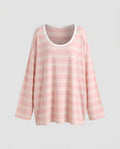 Women's casual long sleeve T-shirt with trendy striped pattern - Chichicherry