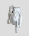 Women's Casual Oversized Shirt with Playful Stripe Pattern and Tied Belt - Chichicherry
