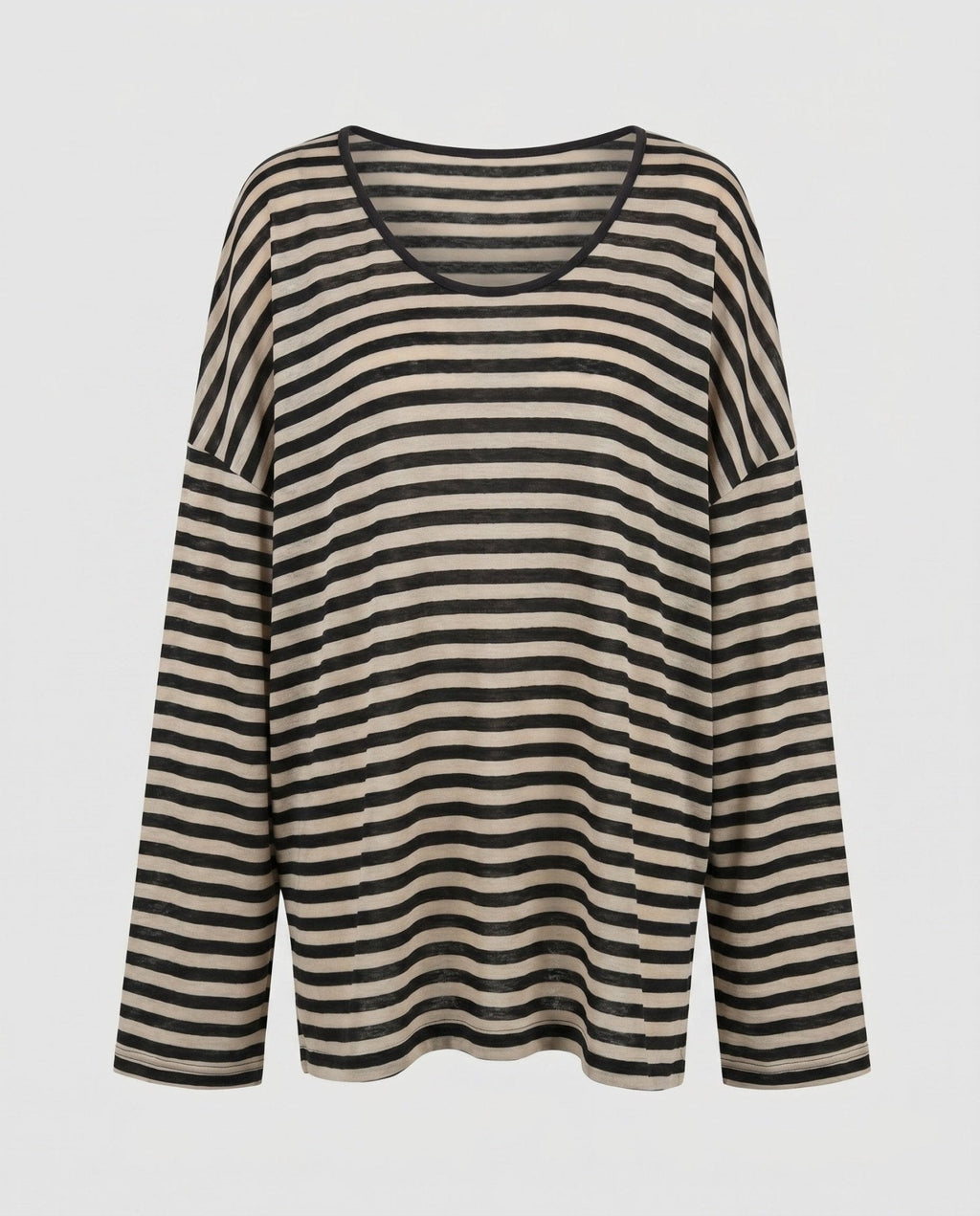 Women's Casual Oversized Shirt with Wide Stripes - Chichicherry
