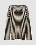 Women's Casual Oversized Shirt with Wide Stripes - Chichicherry