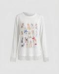 Women's casual sweatshirt with playful animal motif and ruffle details - Chichicherry