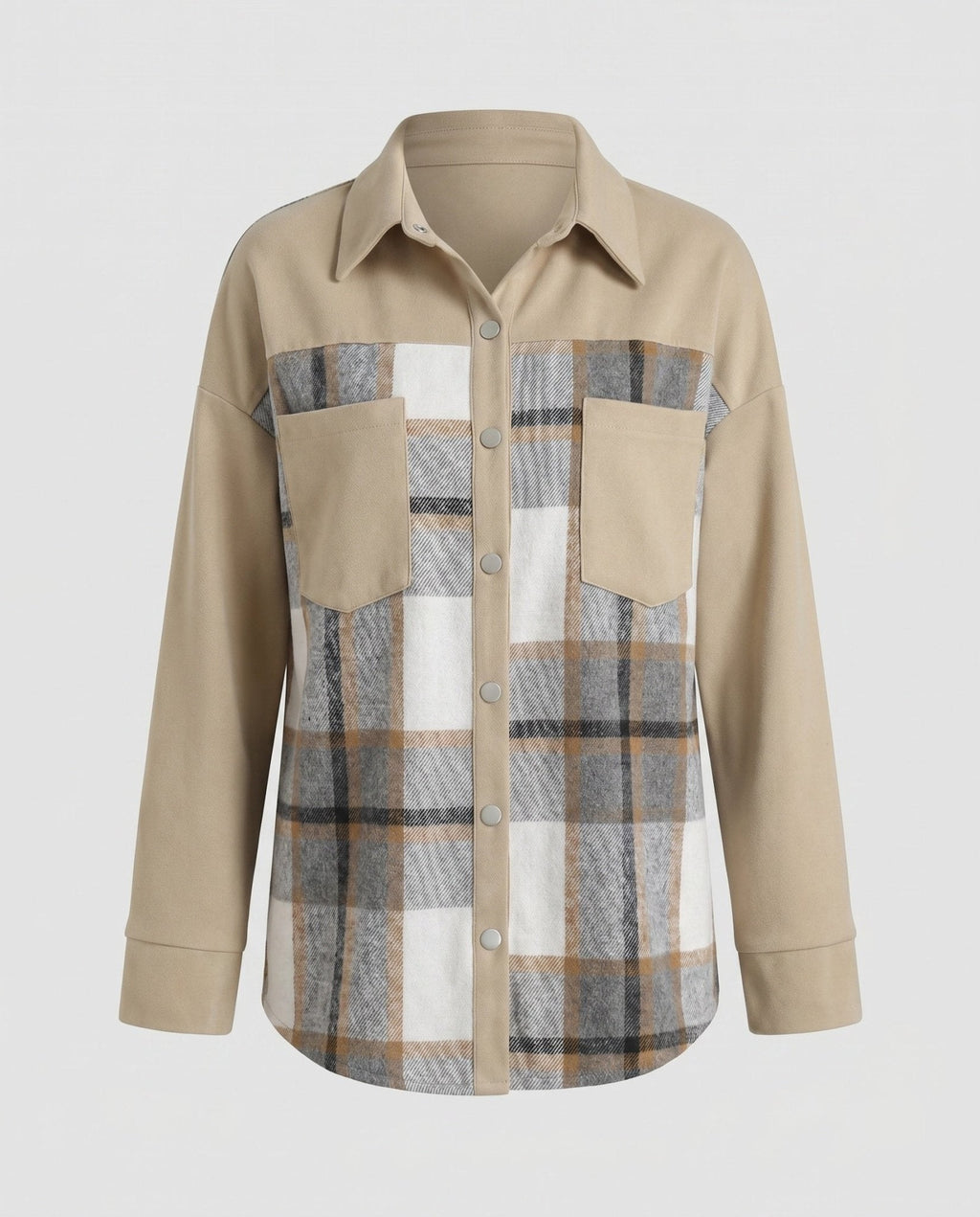 Women's Checked Shirt Jacket with Soft Lining and Practical Pockets - Chichicherry