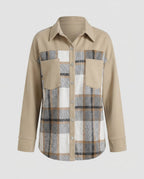 Women's Checked Shirt Jacket with Soft Lining and Practical Pockets - Chichicherry