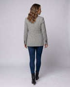 Women's checkered blazer jacket with double button placket and elegant pockets - Chichicherry