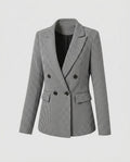 Women's checkered blazer jacket with double button placket and elegant pockets - Chichicherry