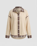 Women's Checkered Shirt Jacket with Removable Sleeves and Contrasting Details - Chichicherry