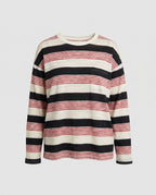 Women's Classic Long Sleeve Shirt with Maritime Stripe Pattern and Pocket Accent - Chichicherry