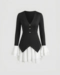 Women’s dress with deep V-neckline and palazzo skirt - Chichicherry
