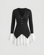 Women’s dress with deep V-neckline and palazzo skirt - Chichicherry