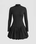 Women's dress with high-neck and voluminous hem - Chichicherry