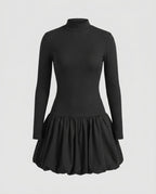 Women's dress with high-neck and voluminous hem - Chichicherry