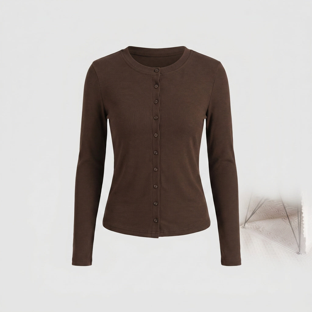 Women's elegant long sleeve blouse with fine button details - Chichicherry