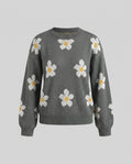 Women's knit pullover with floral patterns and relaxed fit - Chichicherry