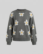 Women's knit pullover with floral patterns and relaxed fit - Chichicherry
