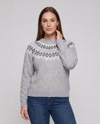 Women's knit sweater with graphic pattern and round neck - Chichicherry