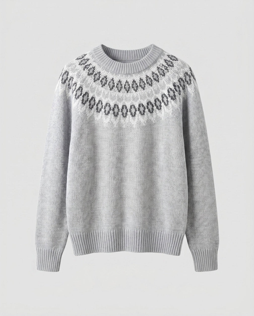 Women's knit sweater with graphic pattern and round neck - Chichicherry