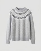 Women's knit sweater with graphic pattern and round neck - Chichicherry