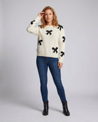 Women's knit sweater with playful bow motif and casual fit - Chichicherry