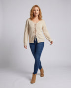 Women's knit sweater with playful drawstrings and casual fit - Chichicherry