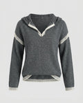 Women's knit sweater with stylish contrast details and half zipper - Chichicherry