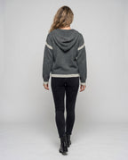 Women's knit sweater with stylish contrast details and half zipper - Chichicherry
