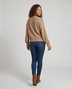 Women's knit sweater with unique structural details and a practical chest pocket - Chichicherry