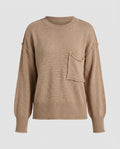 Women's knit sweater with unique structural details and a practical chest pocket - Chichicherry
