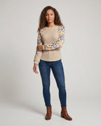 Women's knit top with colorful sleeve details - Chichicherry